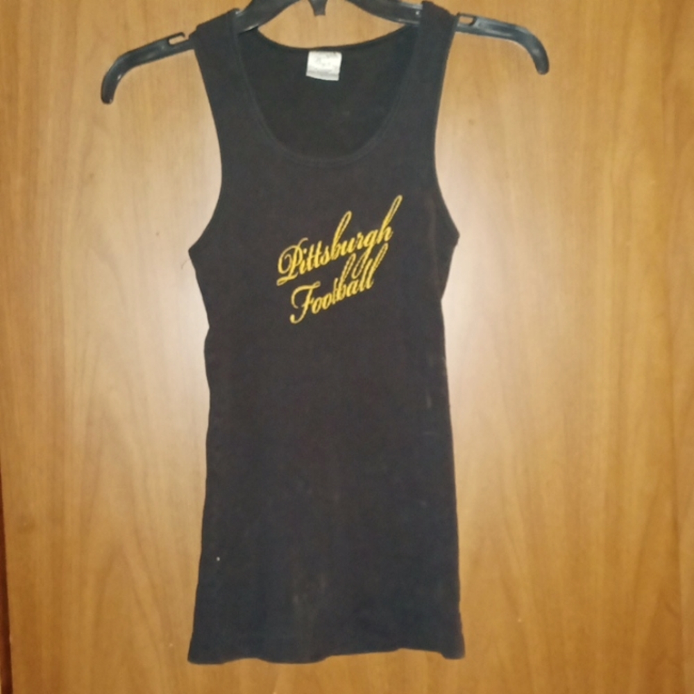 BAY BEAUTY Pittsburgh Football Black Tank Top Size L